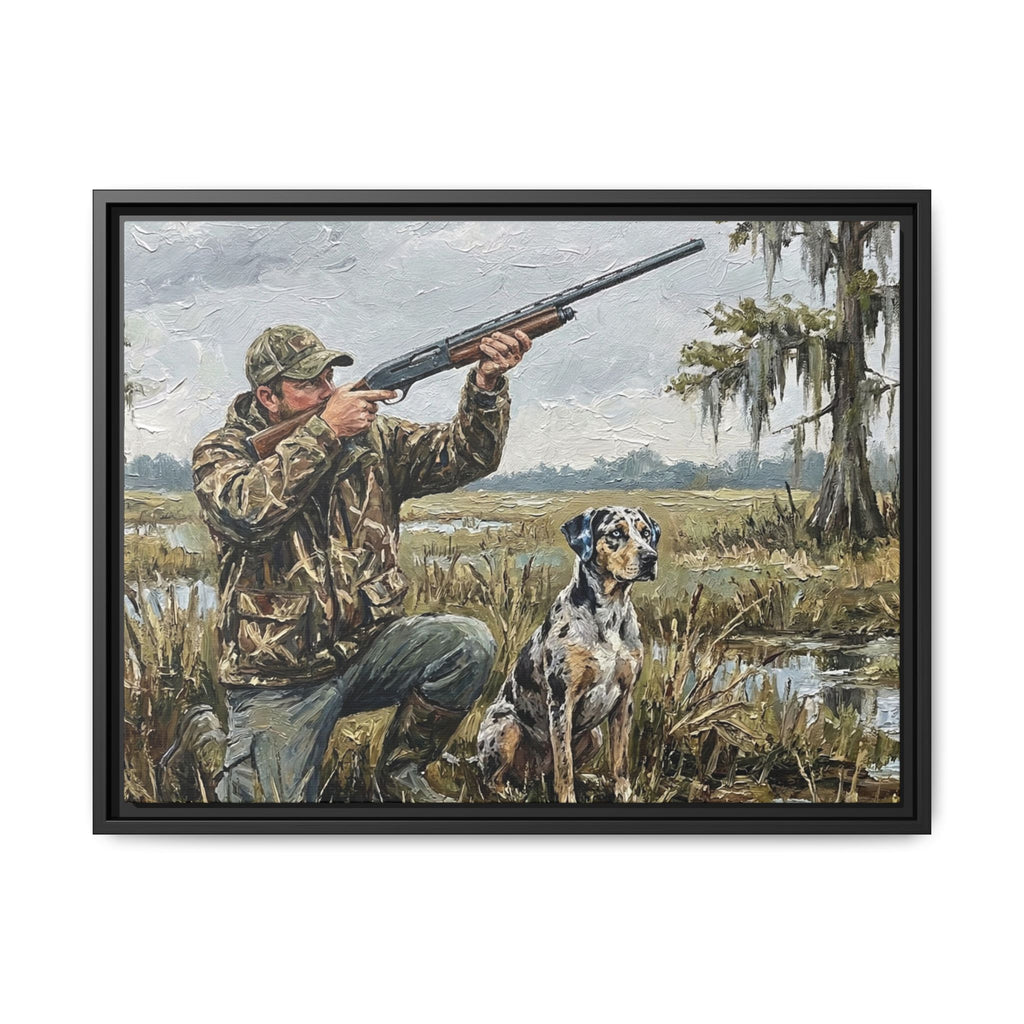 Duck Hunter & Catahoula Leopard Dog | Textured South Louisiana Swamp Acrylic Painting