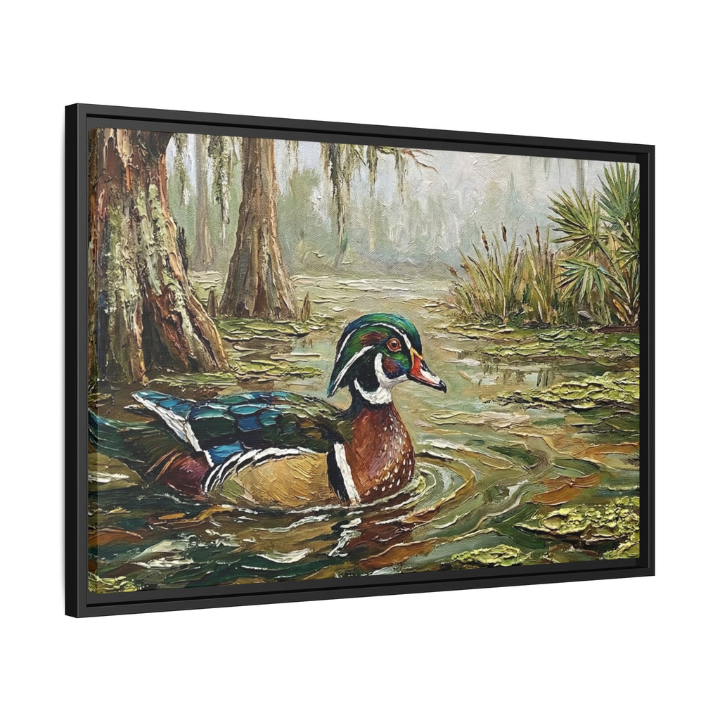 Swamp Serenity: Duck & Cypress Framed Canvas
