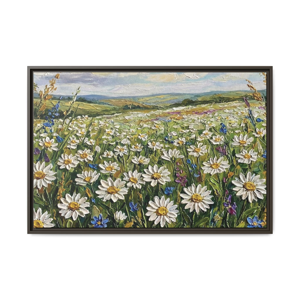 Spring Eternal: Wildflower Meadow & Rolling Hills Framed Canvas