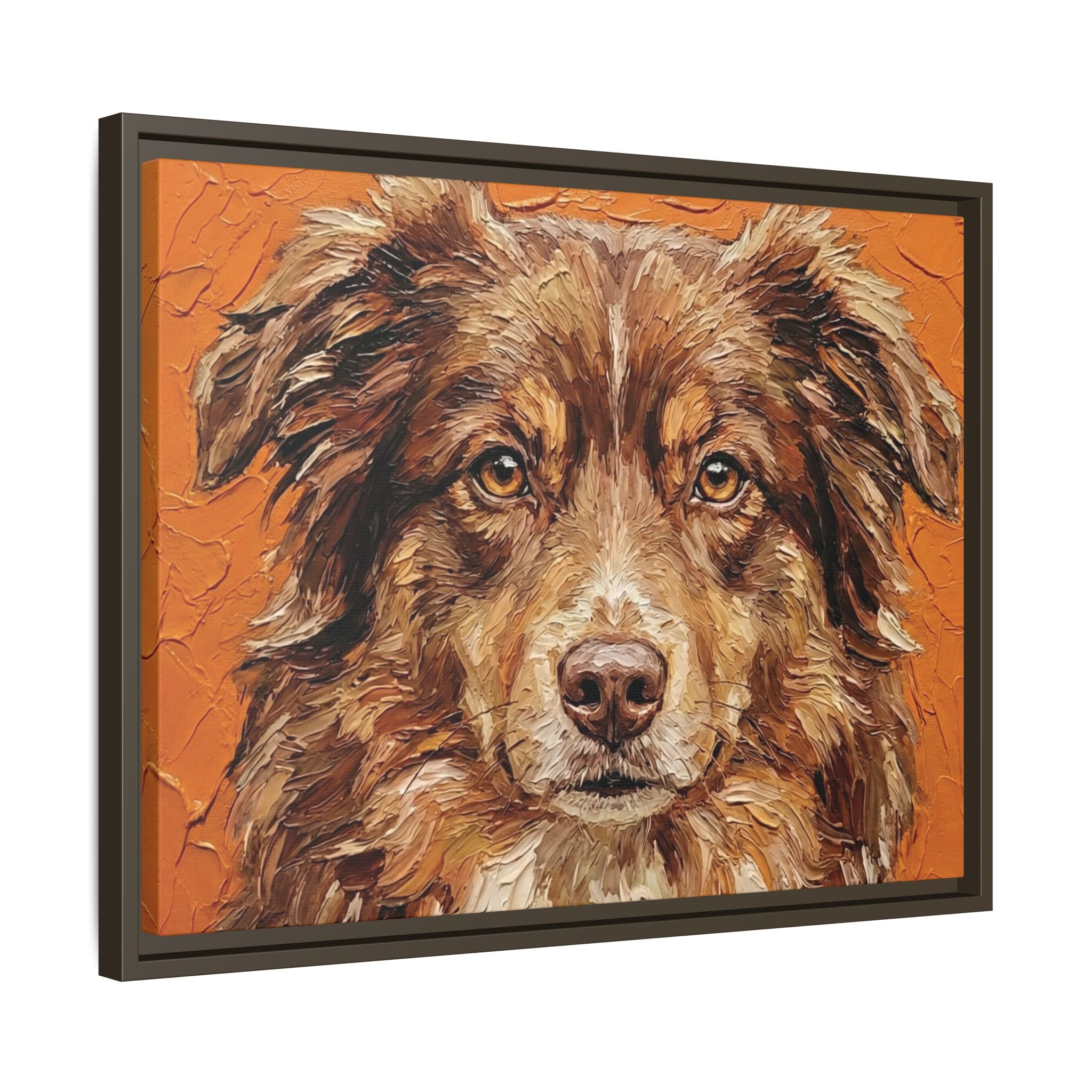 Red Australian Shepherd Portrait – Textured Impasto Acrylic Dog Painting