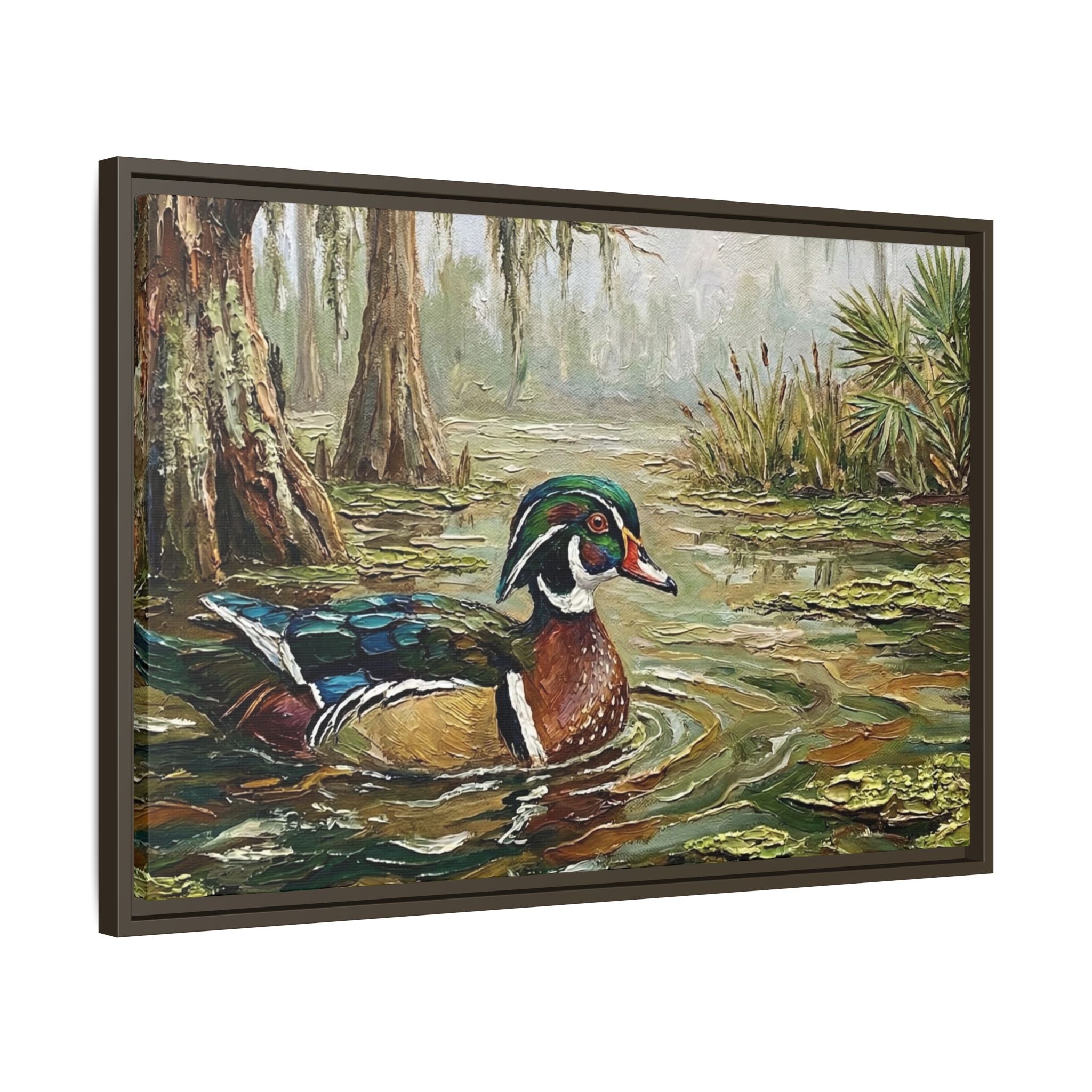 Swamp Serenity: Duck & Cypress Framed Canvas