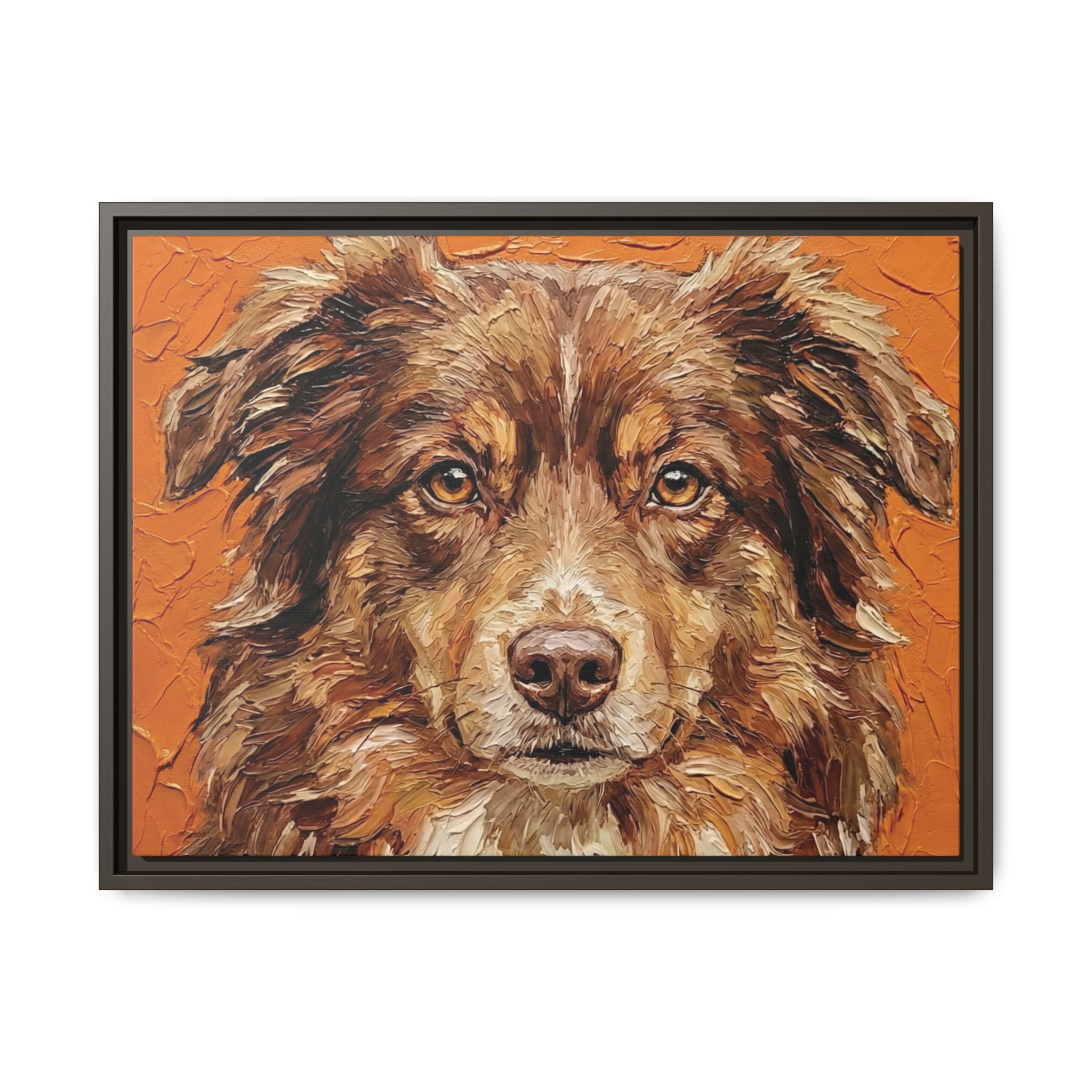 Red Australian Shepherd Portrait – Textured Impasto Acrylic Dog Painting