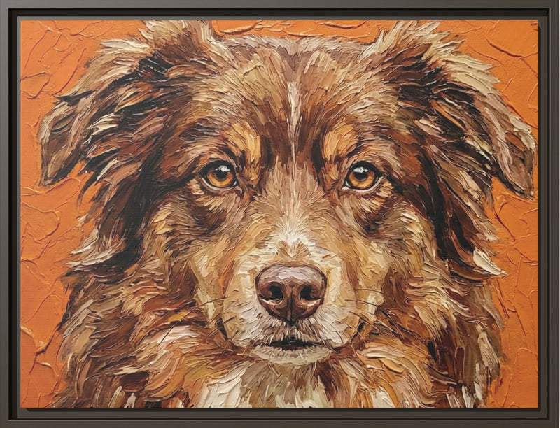 Red Australian Shepherd Portrait – Textured Impasto Acrylic Dog Painting