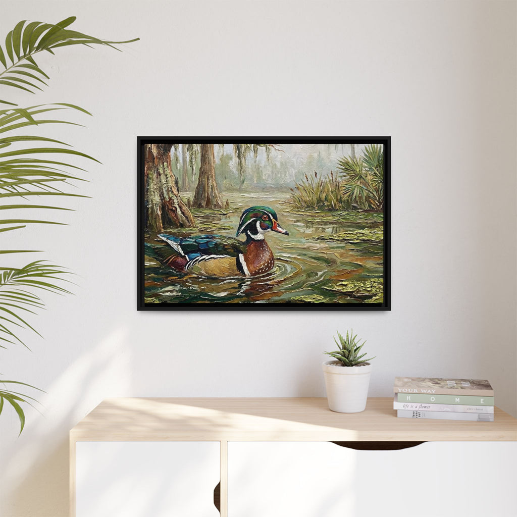 Swamp Serenity: Duck & Cypress Framed Canvas