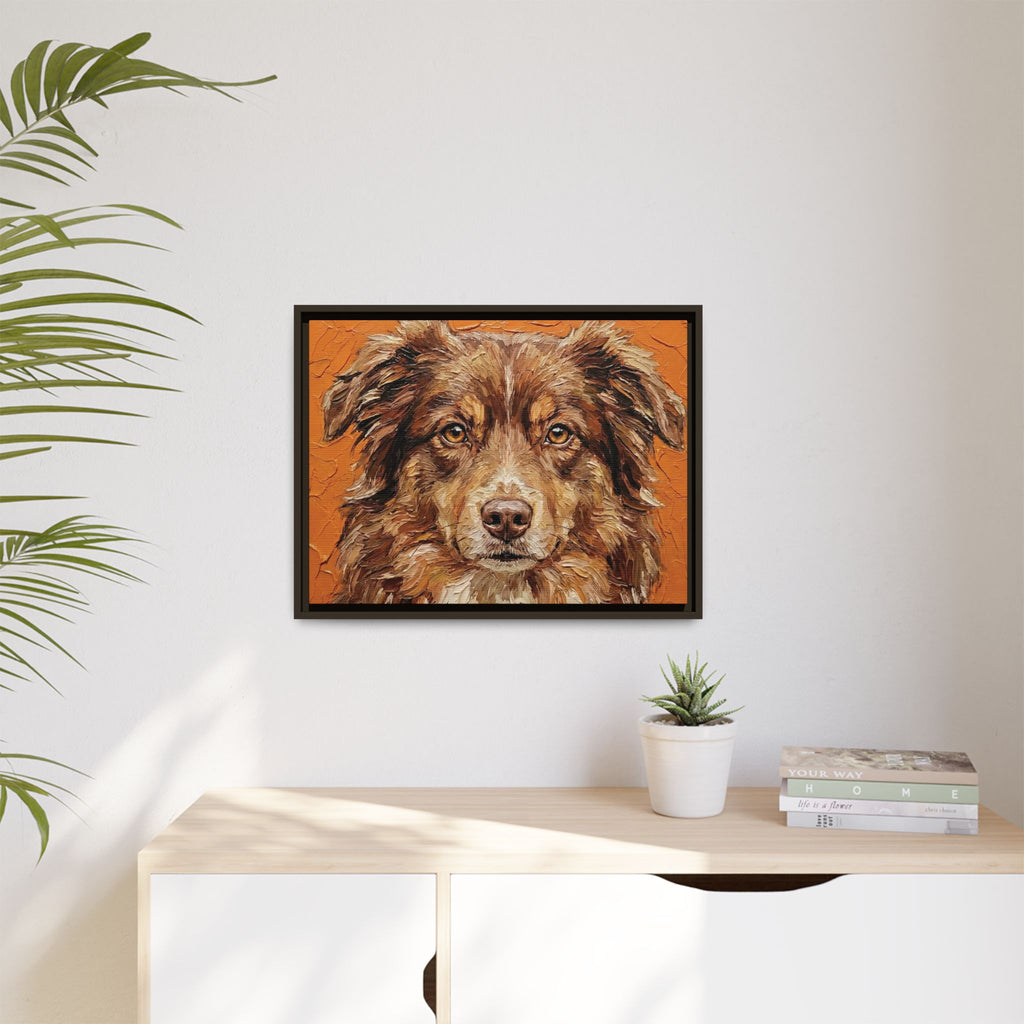 Red Australian Shepherd Portrait – Textured Impasto Acrylic Dog Painting